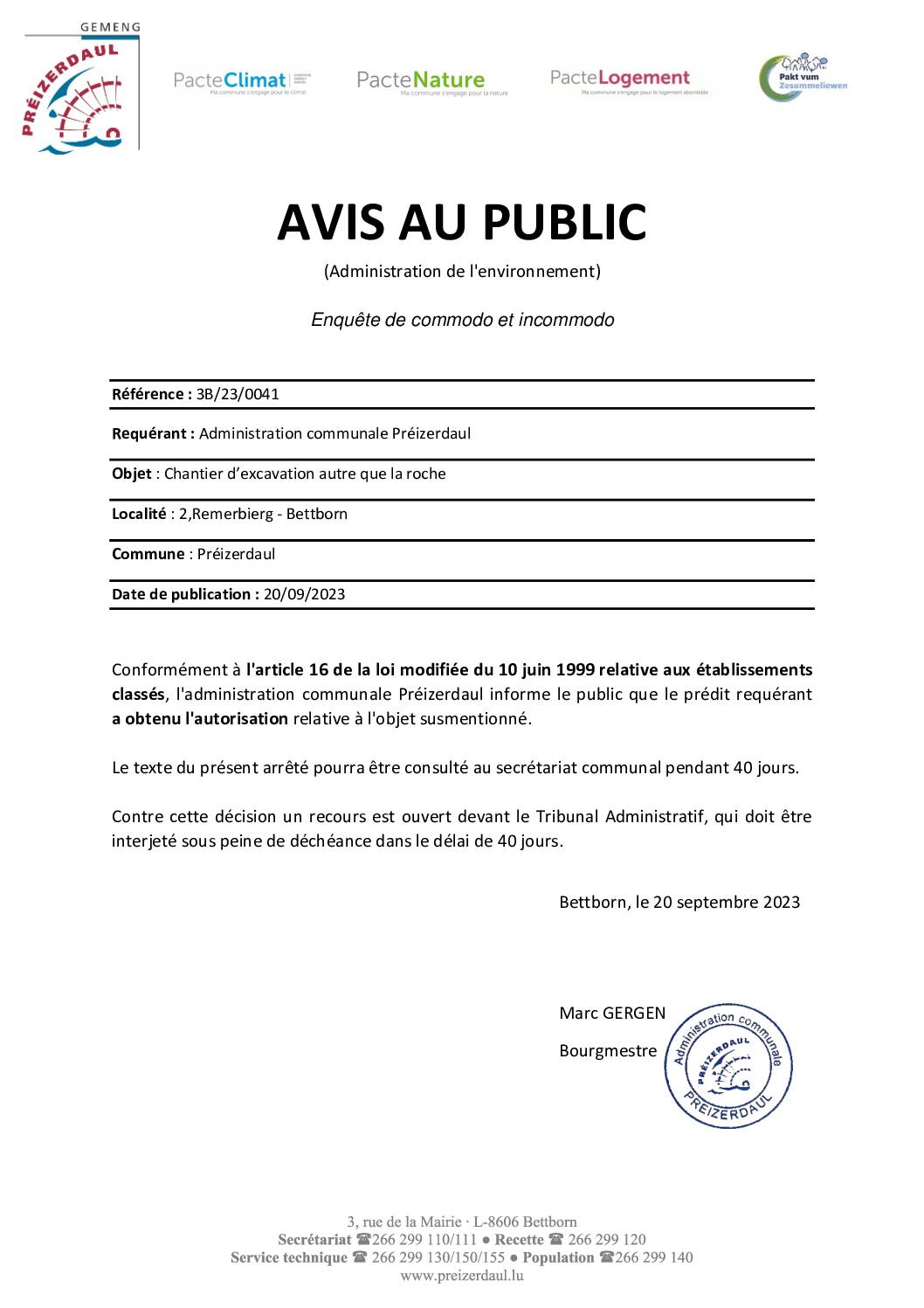 AVIS- MEV- Réf. 3B/23/0041