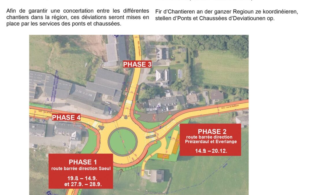 Rectificatif Nr.3. Chantier Rond-point Reichlange, coordination assurée par les services des P&CH