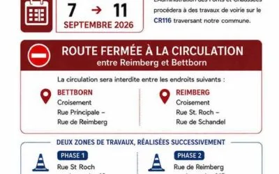Chantier CR 116- rue de Reimberg & rue St. Roch , 7-11.09.2026